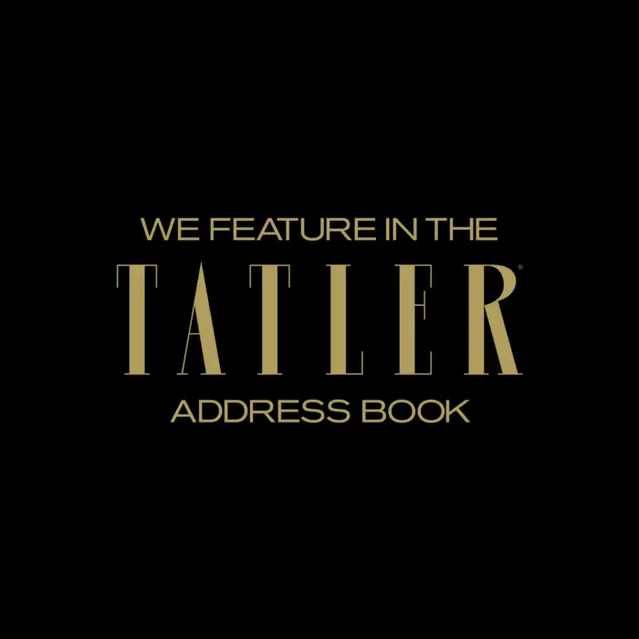 Gold text on a black background reads Stormont School features in the Tatler Address Book, with Tatler in large, bold letters.